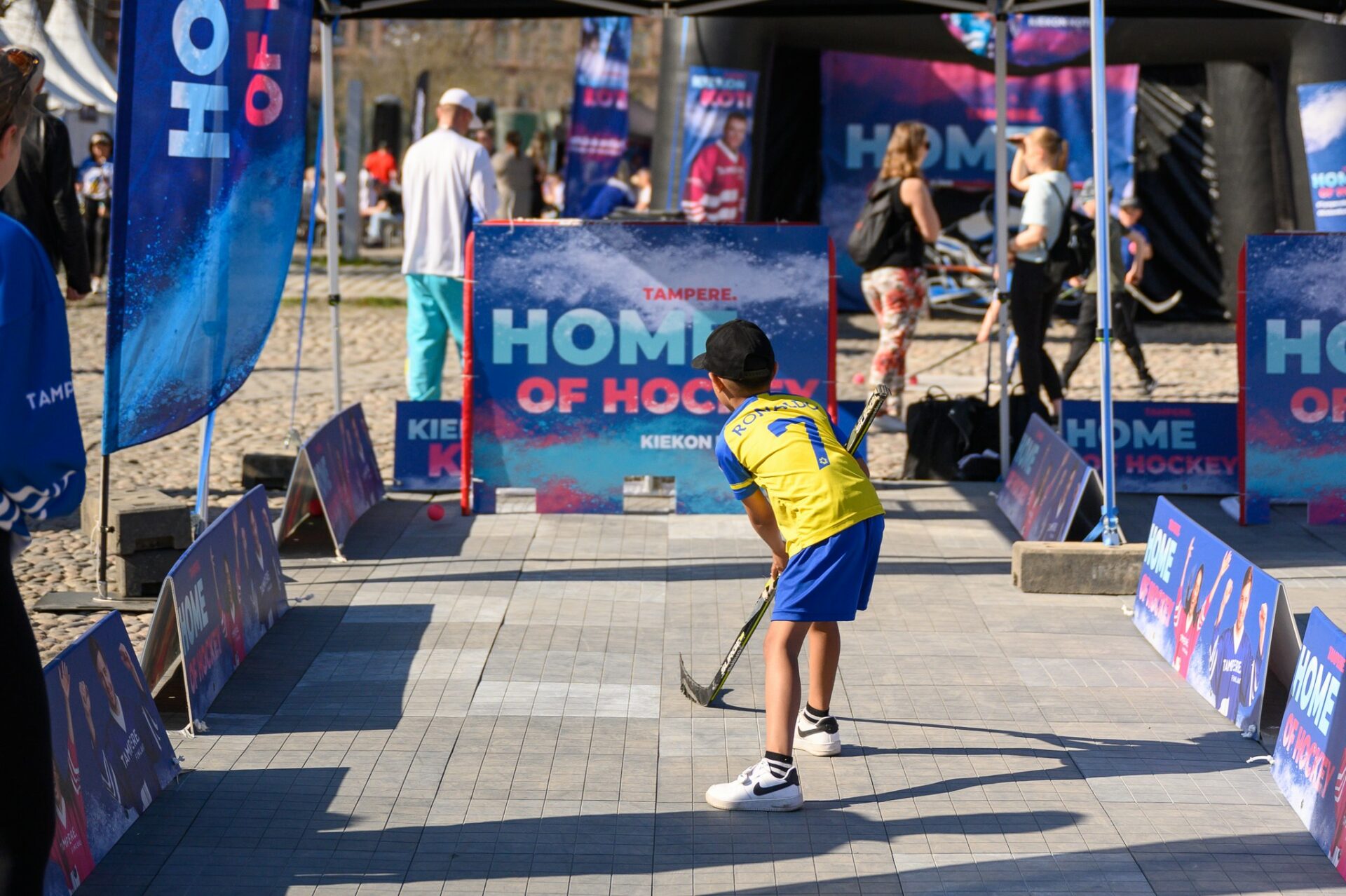 A child playing at the Home of Hockey zone.