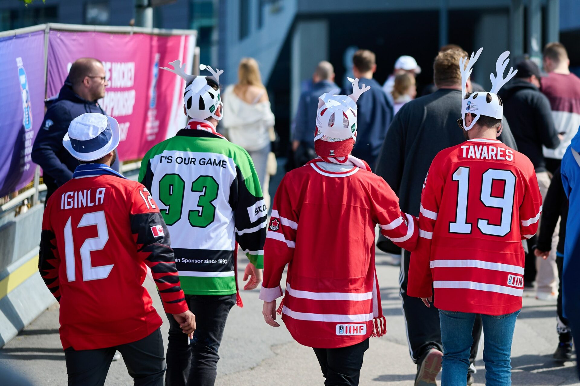 Canadian hockey fans in the streets of Tampere.
